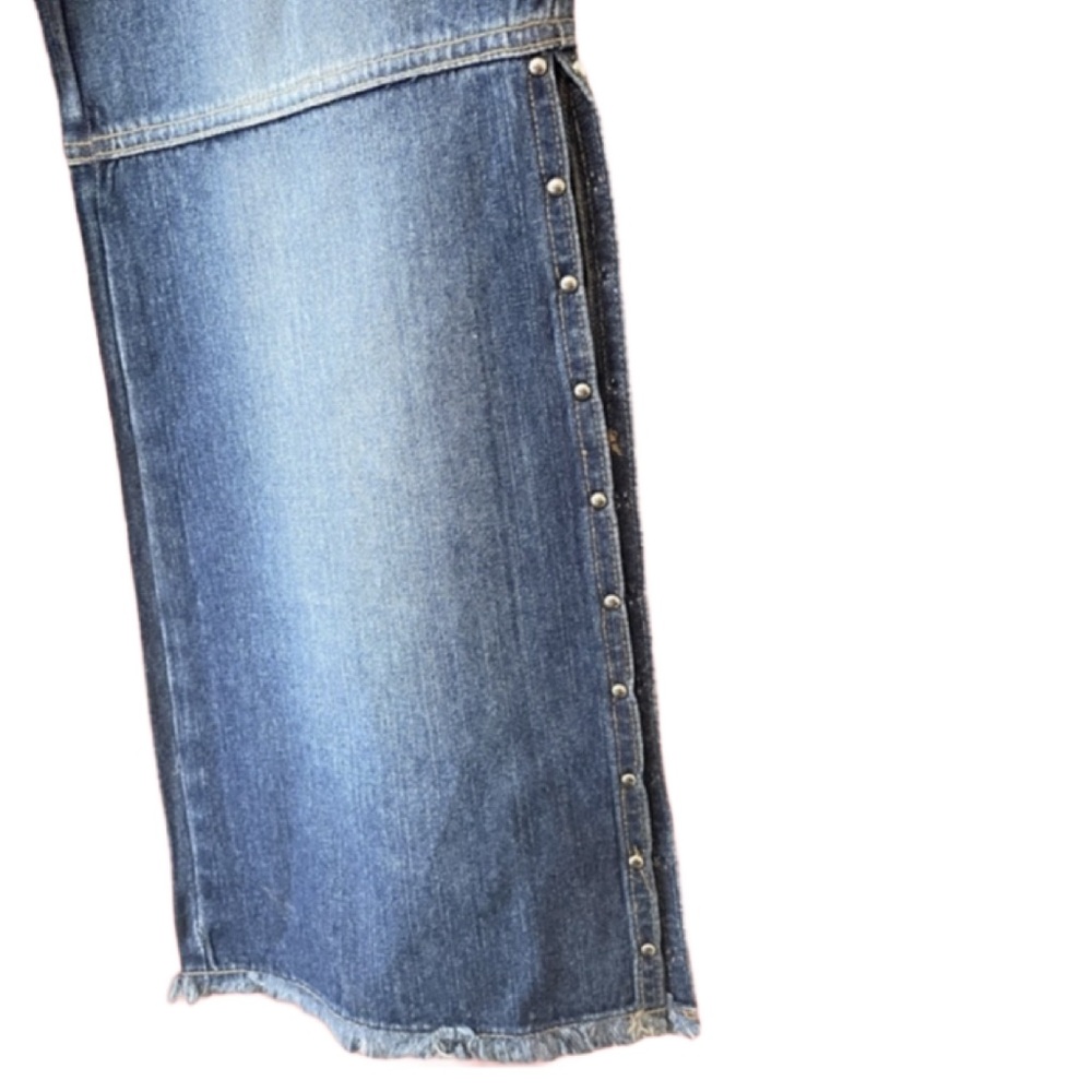 Carolina Blues Vintage Y2K Fringed Studded Wide Leg Blue Jeans Sz 10 - Picture 5 of 9